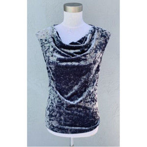 DKNY Gray Crushed Velvet Top, Sz S